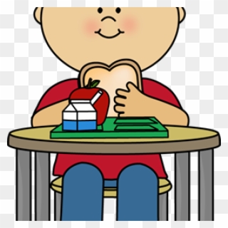 School Lunch Clipart Boy Eating Cafeteria Lunch Clip - Cartoon Boy Eating Lunch - Png Download
