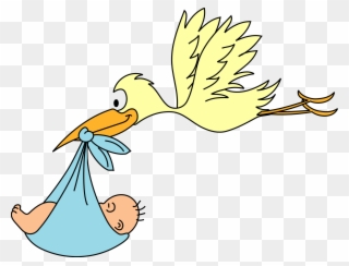 New Baby Girl Clipart - Baby Cartoon Stork - Png Download
