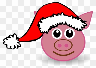 Clip Art Palomaironique Pig Face Cartoon Pink - Pig In Christmas Hat Cartoon - Png Download