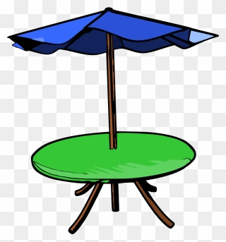 Picnic Table Clipart End Summer - Picnic Table With Umbrella Clipart - Png Download