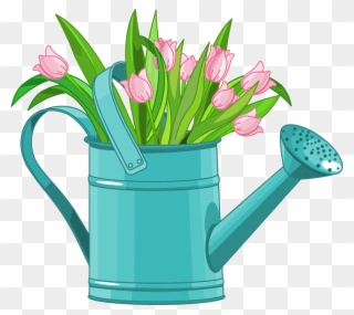 Flower Clip Art And Poetry - Flower Watering Can Clipart - Png Download