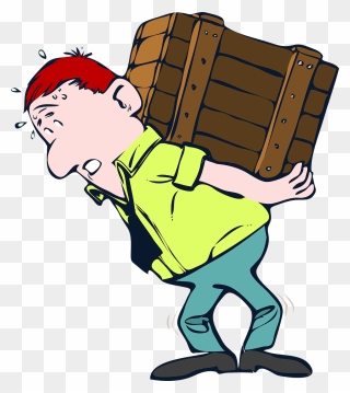 Hardworking Cliparts - Man Carrying Heavy Load Clipart - Png Download