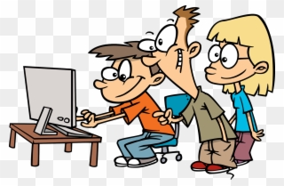 Student Working On Math Image Clipart Clip Art Library - Cartoon People On Computers - Png Download