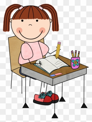Girl Student Working Clipart Clip Art Library - Student Writing Clip Art - Png Download