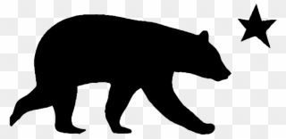 Grizzly Bear Silhouette Clip Art - California Bear And Star - Png Download