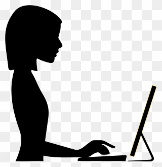 Clip Art Computer User - Girl On Computer Icon - Png Download
