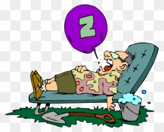 Cartoon Of A Lazy Man Snoring In A Lawn Chair - Lazy Clipart Png Transparent Png