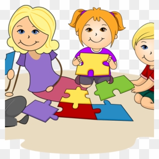 Clip Free Together Book Hatenylo Com - Kids Playing Puzzles Clipart - Png Download