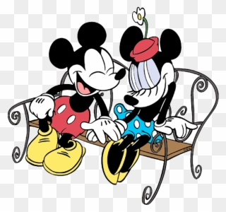 Minnie On Park Bench - Minnie And Mickey Vintage Clipart