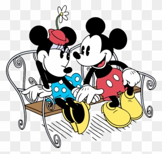 Mickey, Minnie On Park Bench - Mickey Mouse Clipart