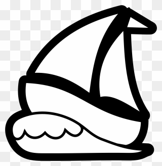 Free Sailboat Clipart Black And White Image - Boat Cartoon Black And White - Png Download