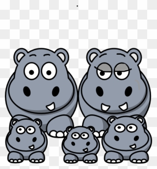 Family Clip Art At Clker Com Vector - Cartoon Family Of Hippos - Png Download