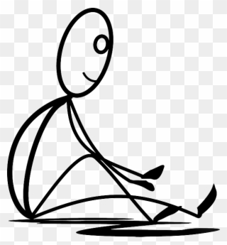 Jpg Black And White Stock Sitting Stretching Resting - Stick Figure Sitting Down Clipart