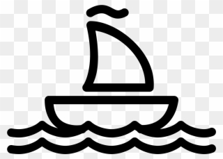 Sailing Ship Icon - Boat Black And White Emoji Clipart