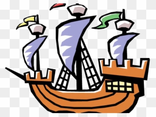 Sailing Ship Clipart Labor Day - Easy Christopher Columbus Ship - Png Download
