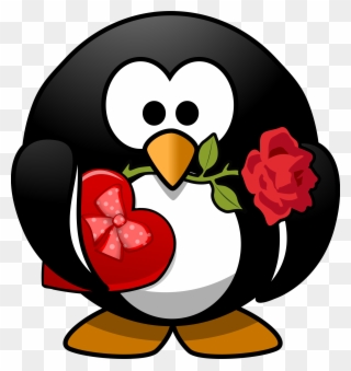 Clipart - Valentine's Day Penguin - Png Download