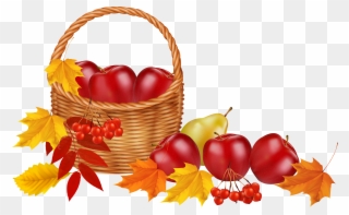 Basket With Fruits And Autumn Leaves Png Clipart Image - Free Clip Art Autumn Transparent Png
