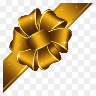 Gold Bow Clipart - Christmas Gold Ribbon Png Transparent Png