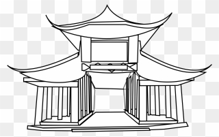 China Clipart Black And White - Chinese Temple Coloring Page - Png Download