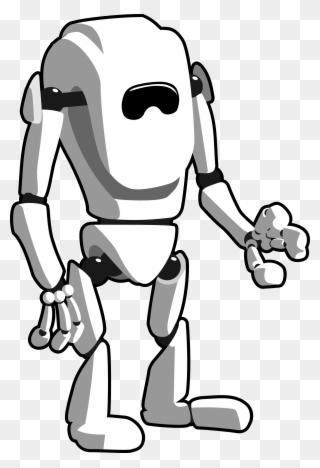 Robot Black White Line Art Geometry Clipartist - Robots In Black And White - Png Download