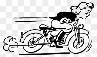 Motorcycle Harley-davidson Bicycle Woman Driving - Fast Motorcycle Clipart Black And White - Png Download