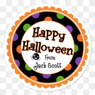Happy Halloween Wide Polka Dot Border Personalized - Happy Halloween Halloween Stickers Clipart