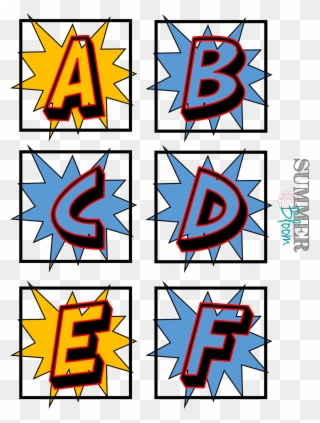 Free Font Download Clip Art On Party - Superhero Alphabet Letter Templates - Png Download