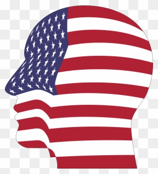 Free Clipart Of A Profiled Head With An American Flag - American Flag Banner - Png Download