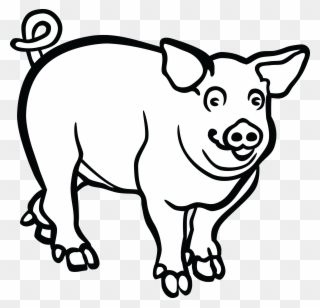 Wild Boar Line Art Drawing Black And White - Pig Lineart Clipart