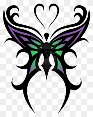 Butterfly Design Clipart Transparent Background - Tribal Butterfly Tattoo Designs - Png Download