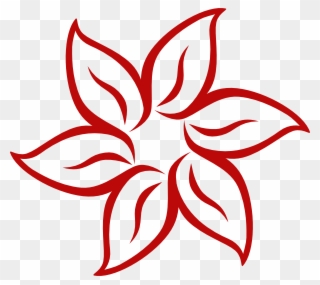 Red Flower Clipart Line Art Vector - Black And White Design Flower - Png Download