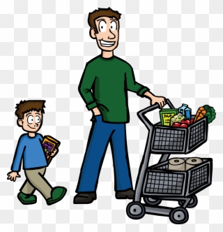 Clip Transparent Library Buy Clipart Food Shopping - Father Buying Foods Clip Art - Png Download