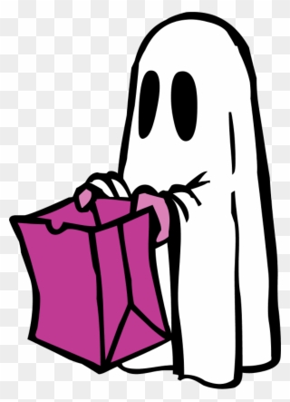 Ghost With Bag Colour - Please Take One Halloween Sign Printable Clipart