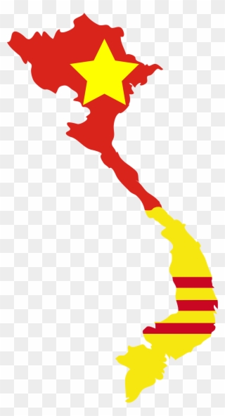 North And South Vietnam Being Communist Capitalist - Vietnam War Flag Map Clipart