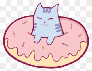 Neko Donut Yum Cute Sweet Kittylove Kitty Food Kitten - Adelayde Cat Donut Pocket Mirror Clipart