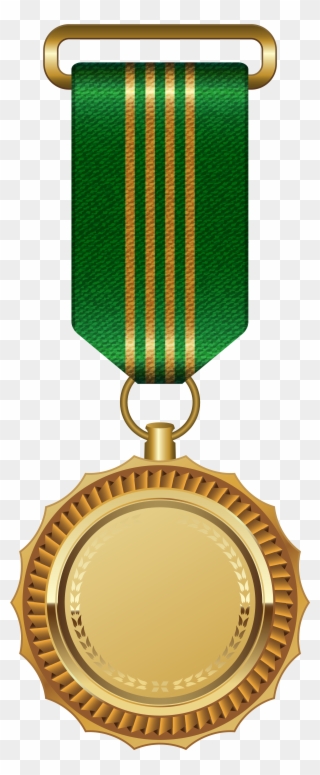 New Gold Medal Png Clipart - Medal With Green Ribbon Transparent Png