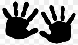 Silhouette Finger Printing Hand Black - Baby Hands Clipart - Png Download