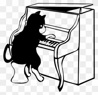 Flute Clipart Jazz Piano - Jazz Cat Piano - Png Download