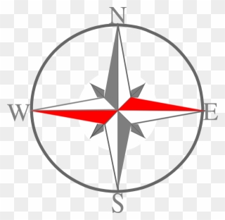 Compass Clipart Grey - East West North South Sign - Png Download