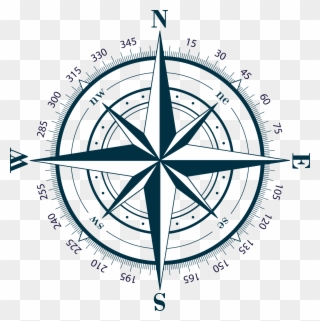 Compass Clipart Transparent Background - Compass Rose For A Map - Png Download