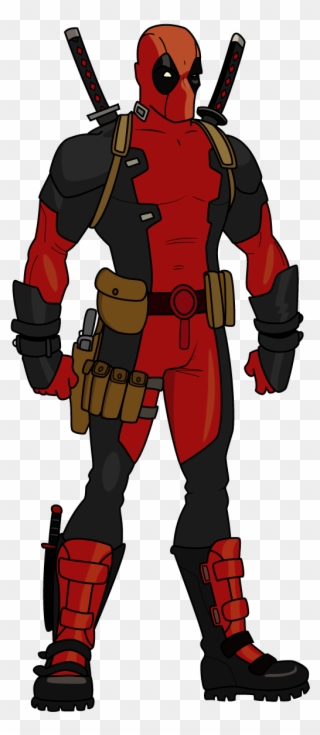 Clip Freeuse Stock Action Drawing Deadpool - Deadpool Full Body Drawing - Png Download