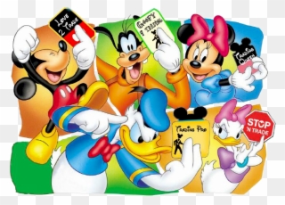 Mickey Mouse And Pals Clipart - Birthday Mickey Mouse And Friends Background - Png Download
