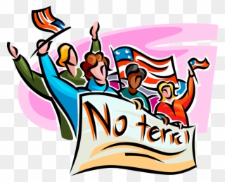 Vector Illustration Of Protesters With Protest Banner - New York City Clipart