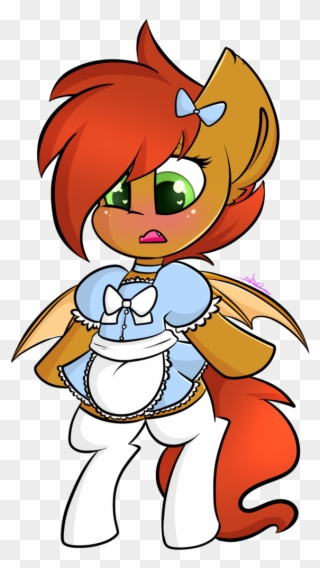 Ashee, Bat Pony, Blushing, Bow, Clothes, Cute, Maid, - Cartoon Clipart