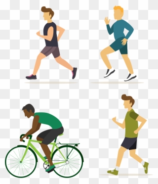 Exercise Fitness Stretching Walking Man - Flat Icons Exercise Design Clipart