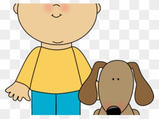 Boy And Dog Clip Art - Png Download