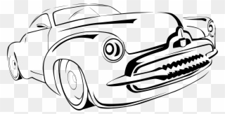 Clipart - Classic Car Line Art - Png Download