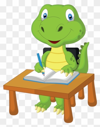 Our Safety - Dinosaur Studying Clipart