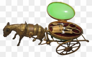 Palais Royal Etui Brass Donkey Pulling Green Opaline - Egg Clipart