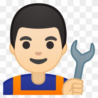 Man Mechanic Light Skin Tone Icon - Doctor Emoji Clipart